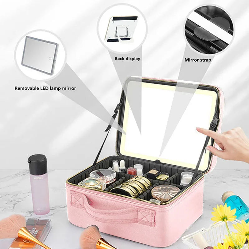 -LED mirror Makeup bag