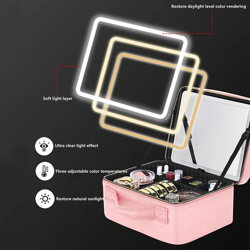 -LED mirror Makeup bag